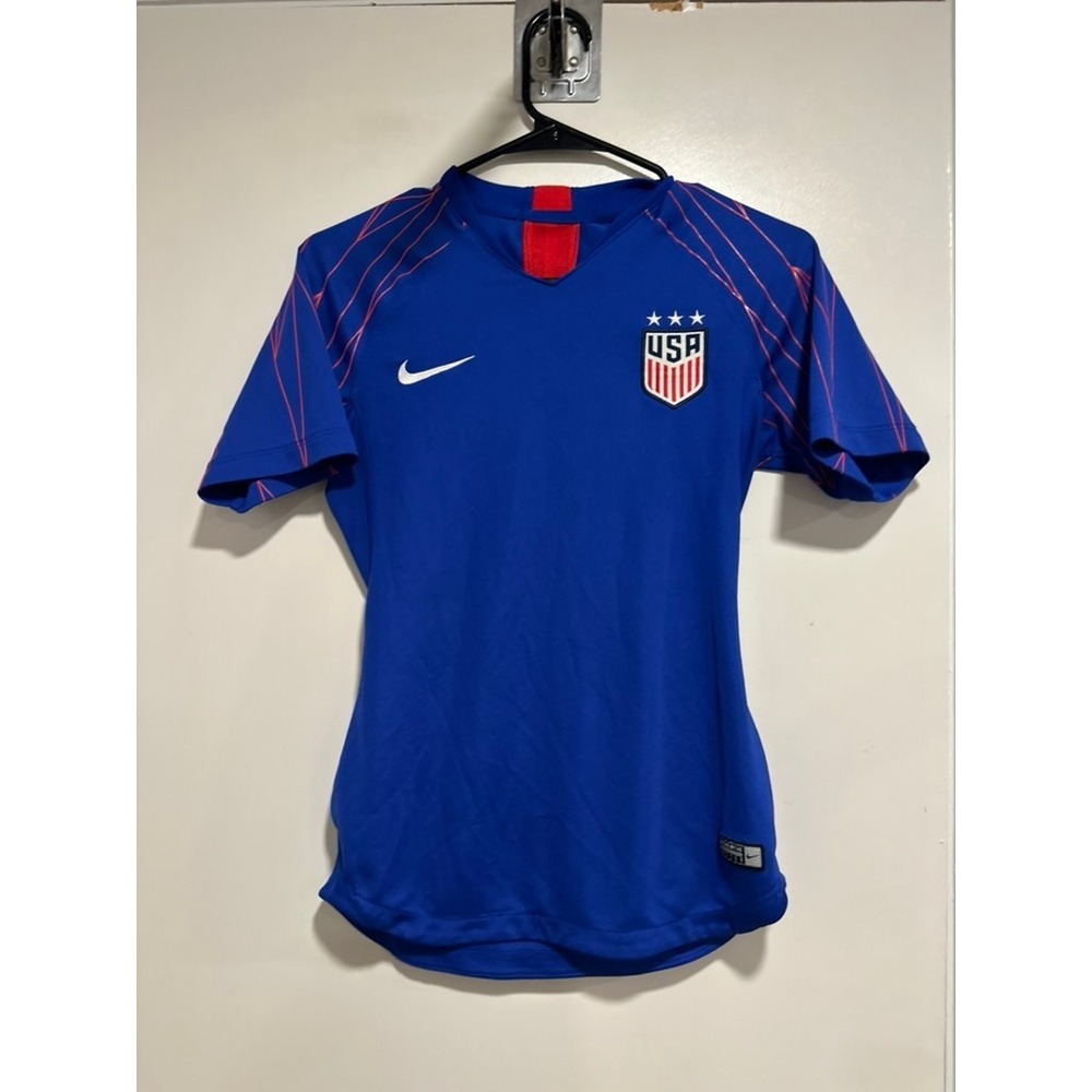 Nike USWNT Soccer Jersey Sz:S Blue V-Neck Dri-FIT football Tean USA World Cup